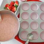 strawberry muffin batter with tin