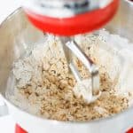 dry ingredients added to kinder bueno Nutella cookie dough