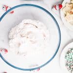 buttercream dyed with food coloring for santa face