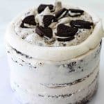 cookies and cream cake layer with filling and oreos
