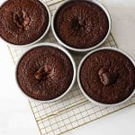 chocolate cake layers baked in pans