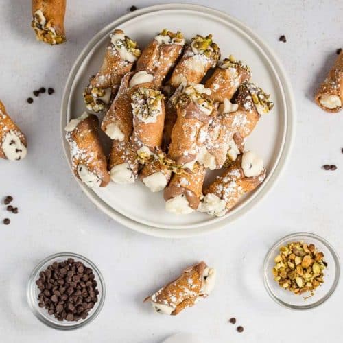cannoli on plate overhead shot