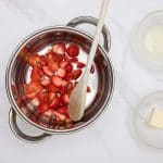 strawberry sauce - add strawberries to pan