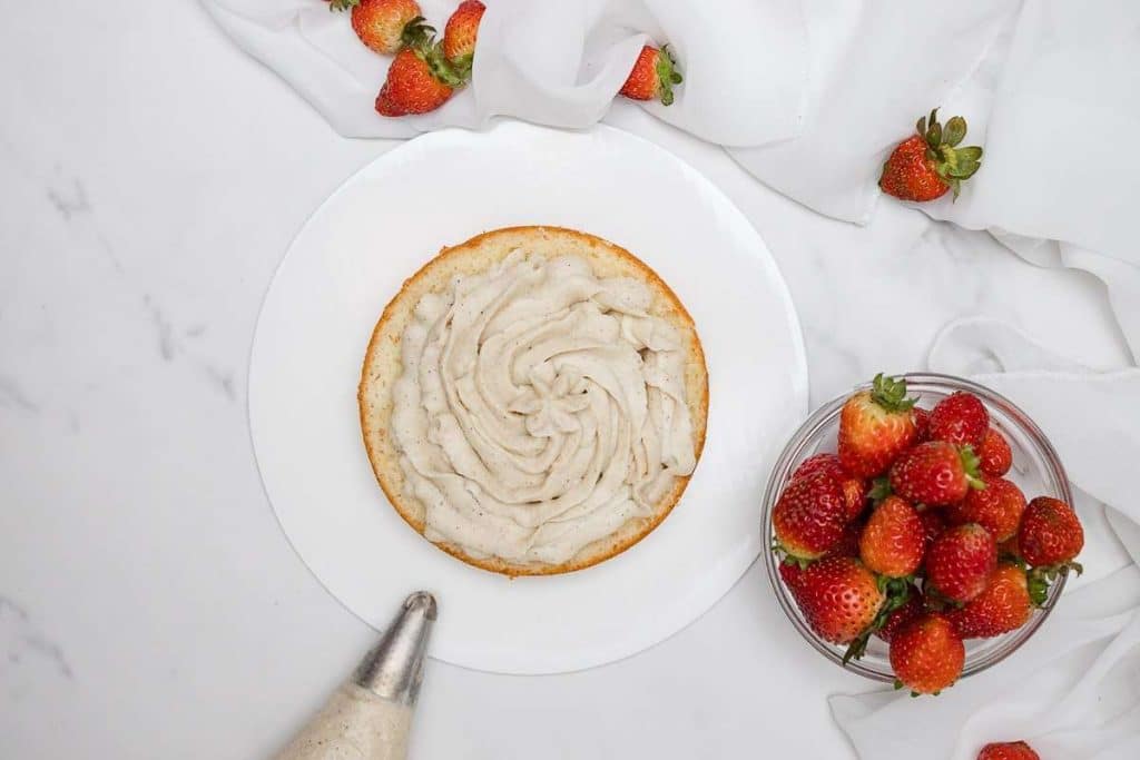 Strawberry Shortcake layer 1 with chantilly cream