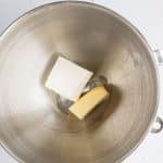 butter & cream cheese in bowl for cream cheese frosting