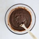 boiling water added to batter for snickers cupcakes