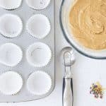 line cupcake pan with liners for lemon honey cupcakes