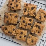 High Protein Chickpea Blondies cut into 9 squares