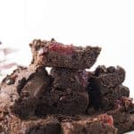 High Protein Chocolate Cherry Brownie cut into squares