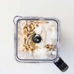 cashews, coconut cream, maple syrup, vanilla, lemon juice, salt, arrowroot in high speed blender
