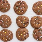 cooked protein monster mash cookies with candy eyes added on top in baking pan