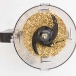 oats, almond flour, hemp seeds, chia seeds, protein powder, and pumpkin pie spice together IN FOOD PROCESSOR