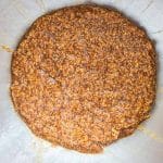 vegan butter, coconut sugar, flax egg and maple syrup in stainless steel bowl