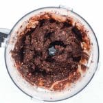 chocolate truffle mixture forming in food processor