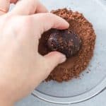 rolling Baileys chocolate truffle dough into balls