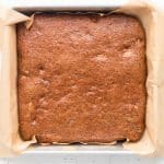 baked date cake in 8x8 pan