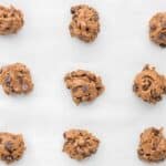Scooped cookie balls for Coconut Sugar Chocolate Chip Cookies