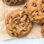 coconut sugar chocolate chip cookies on parchment