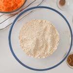 dry ingredients mixed together for mini carrot cakes