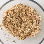 melted coconut oil, honey and vanilla mixed into dry ingredients for granola