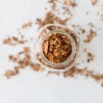 Overhead of Easy Homemade Healthy Granola in mason jar