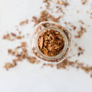 Overhead of Easy Homemade Healthy Granola in mason jar