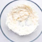 Softened cream cheese whipped for High Protein No Bake Biscoff Cheesecake
