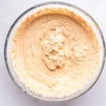 Filling mixed together for High Protein No Bake Biscoff Cheesecake
