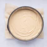 Filling added to cookie crust for High Protein No Bake Biscoff Cheesecake