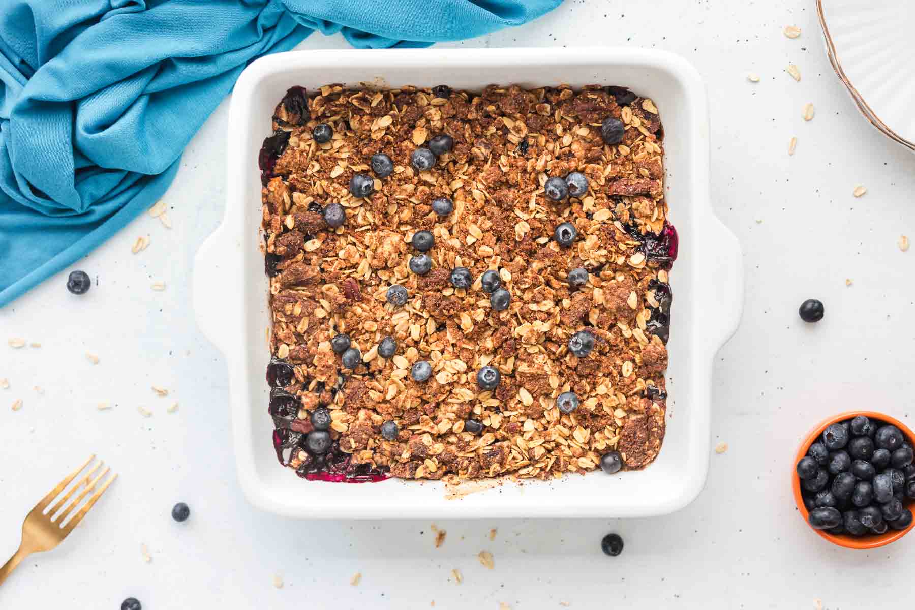 Baked Peach Blueberry Cobbler