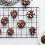 fudgy banana chocolate cookies cooling on cooling rack