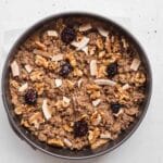 Blackberry Sour Cream Coffee Cake with streusel topping in springform pan ready to bake