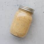 High Protein Biscoff Overnight Oats in jar with lid