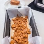 First layer of high Protein Biscoff Ice Cream made with cottage cheese, Greek yogurt, and Lotus Biscoff cookie butter.