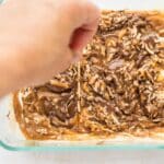 Date caramel and chocolate swirled into high-protein Samoa cottage cheese ice cream before freezing