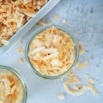 Toasted shredded coconut for homemade Samoa cottage cheese ice cream