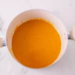 Food coloring added to marshmallow, butter and pumpkin mix for rice krispie treats